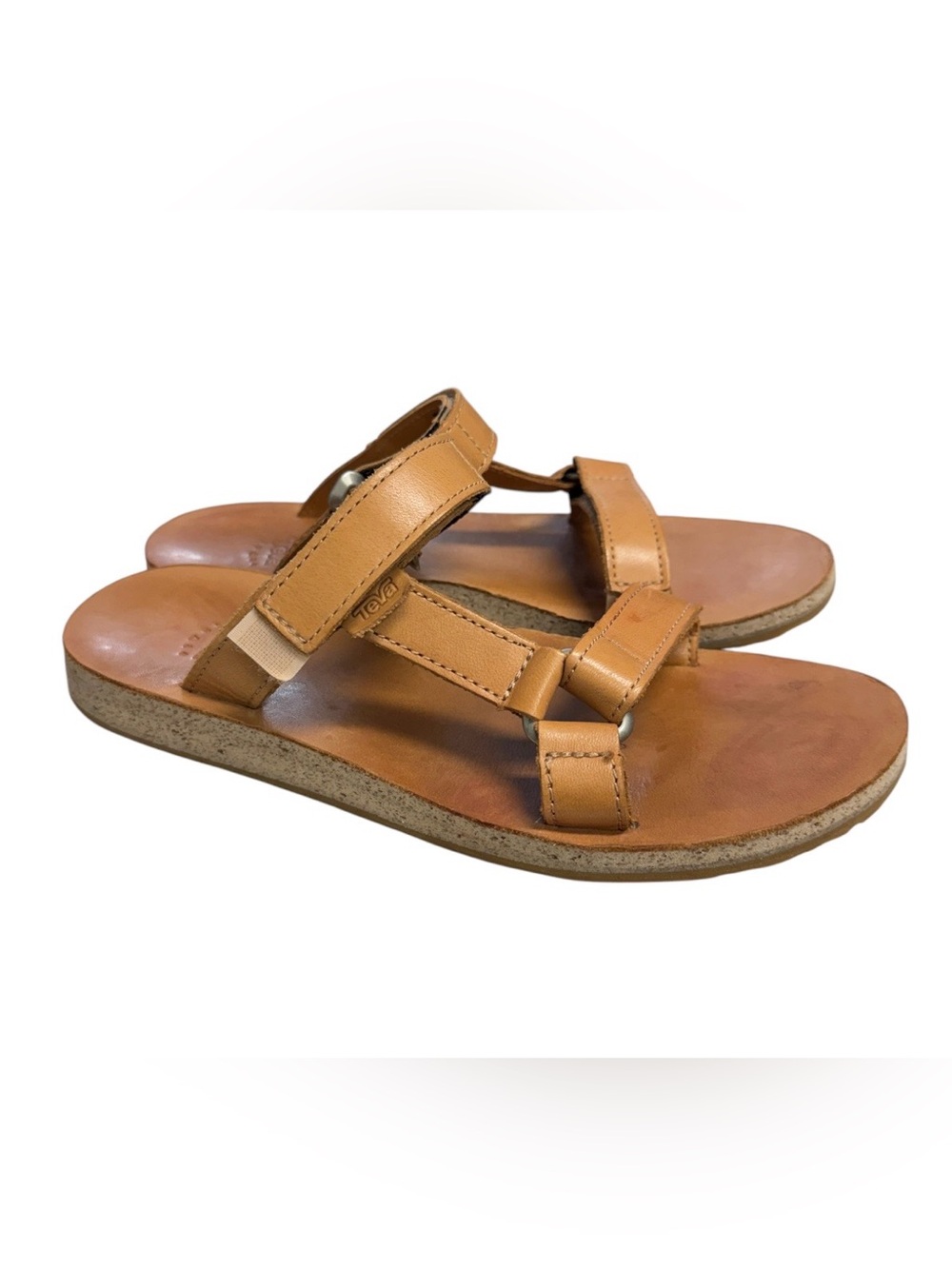 Women's Tan Leather Adjustable Strap Sandals